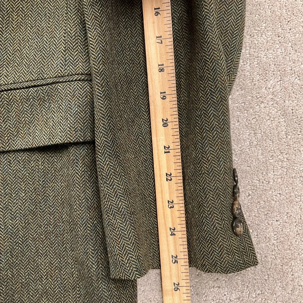 Jos A Bank Blazer Mens 43L Green Gray Multi Herringbone Heritage Two Button Wool